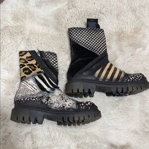 Wild Patterned Combat Boots